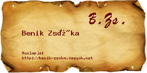 Benik Zsóka névjegykártya